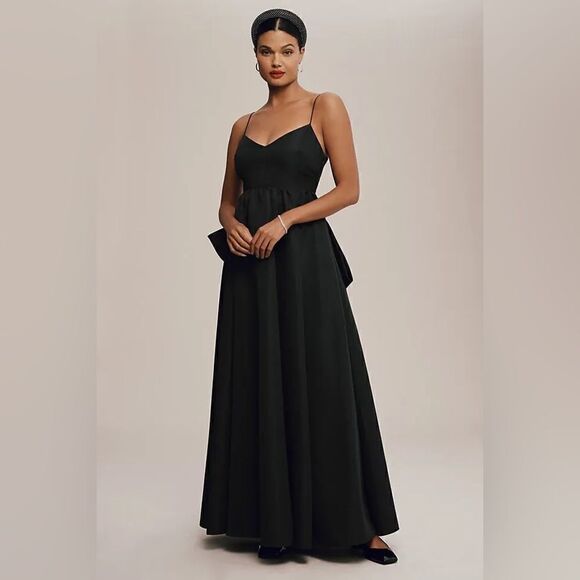 Sachin & Babi Hadley V-Neck Back-Bow Empire Gown